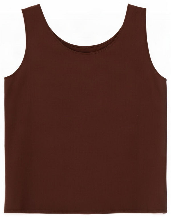 Vintage damska bluzka bez rękawów Top UK 14 Large Brown Silk