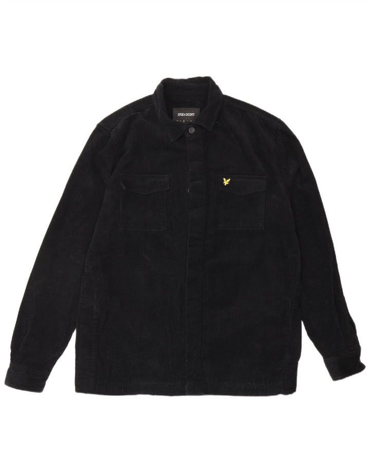 Męska koszula sztruksowa LYLE & SCOTT, średnia czarna, bawełniana