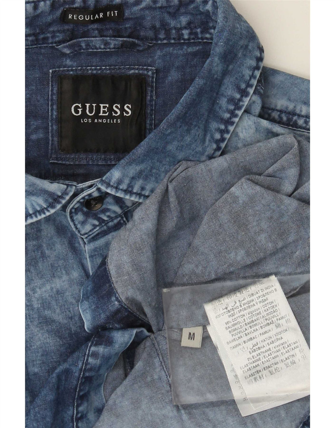 Męska koszula dżinsowa Guess Acid Wash o regularnym kroju, średnioniebieska, bawełniana