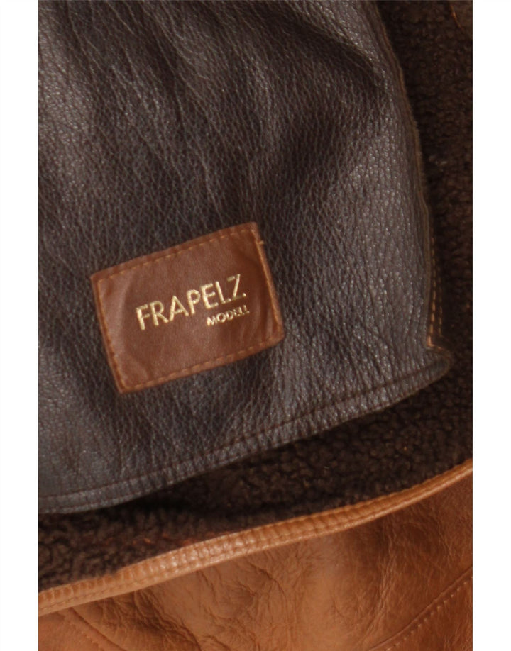 Vintage damski płaszcz z owczej skóry UK 18 XL brązowy