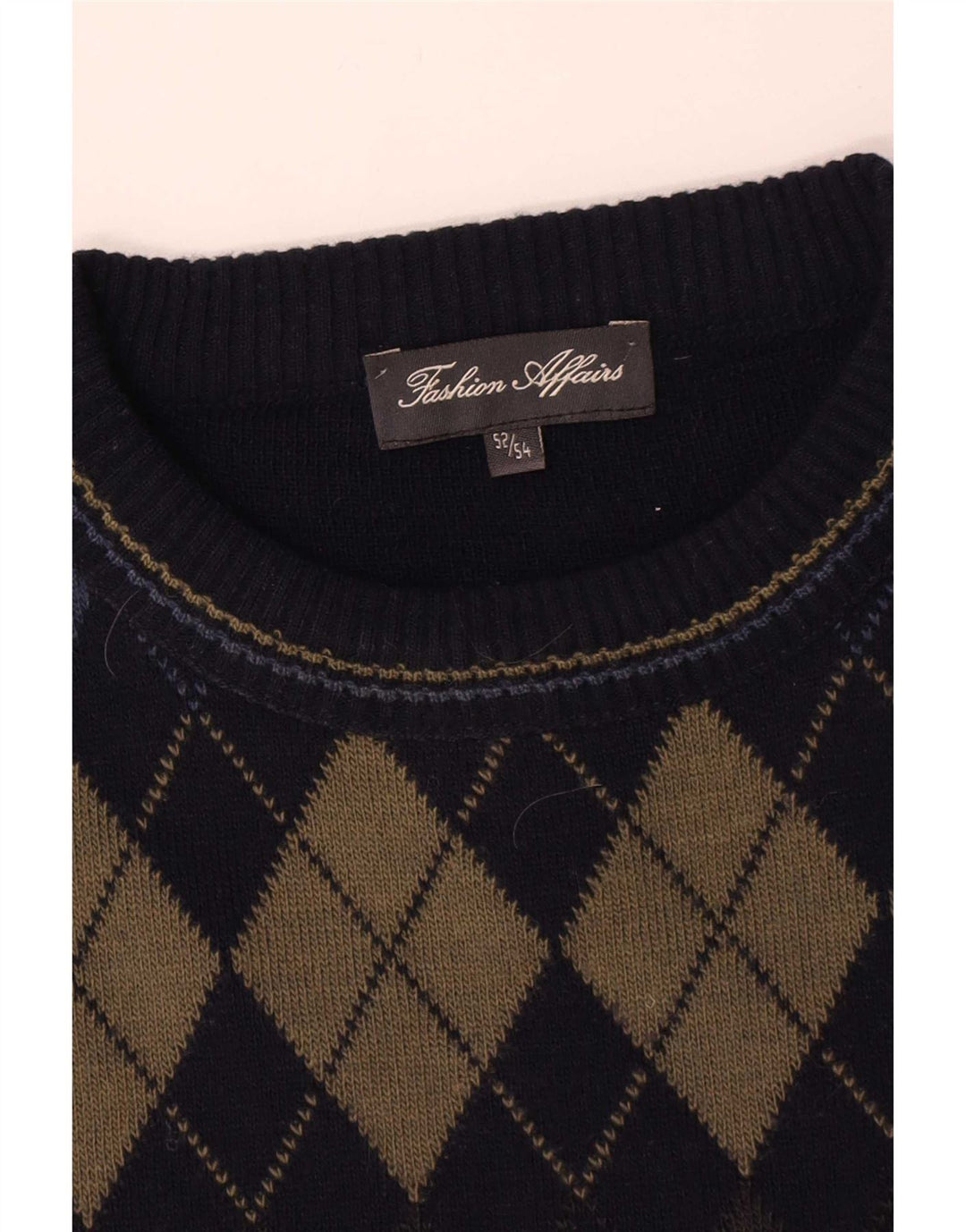 Sweter męski z okrągłym dekoltem w stylu vintage IT 52/54, duży granatowy