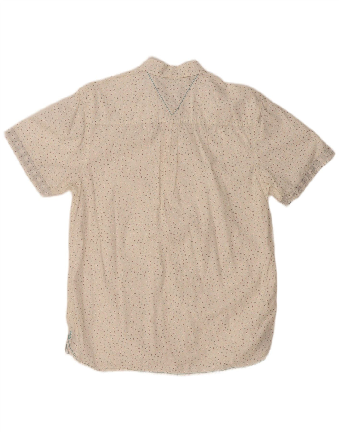 WHITE STUFF Męska koszula z krótkim rękawem o klasycznym kroju, mała, bawełniana w białe cętki