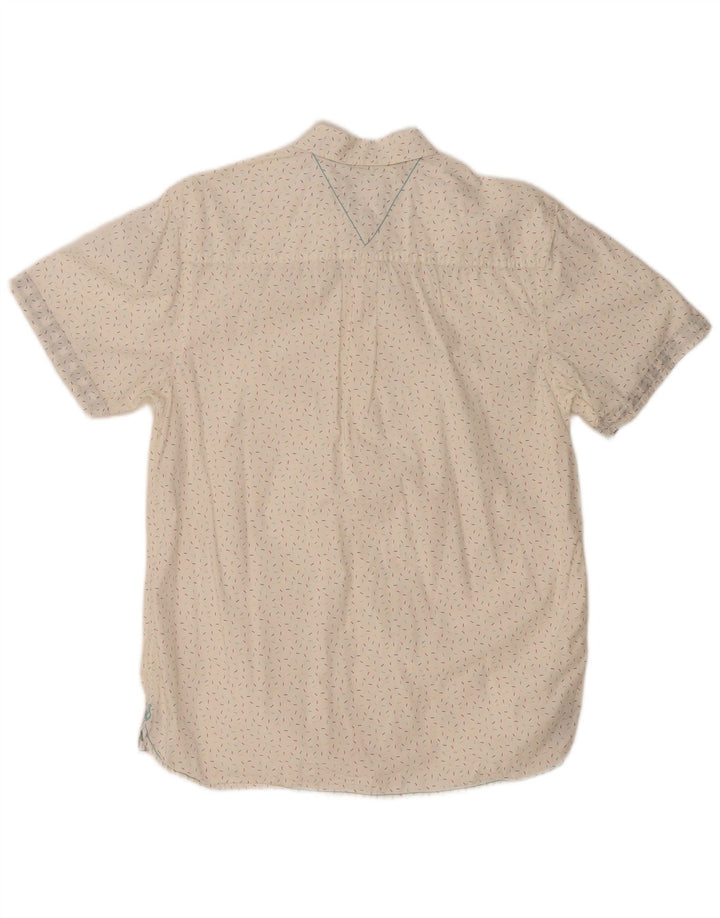 WHITE STUFF Męska koszula z krótkim rękawem o klasycznym kroju, mała, bawełniana w białe cętki