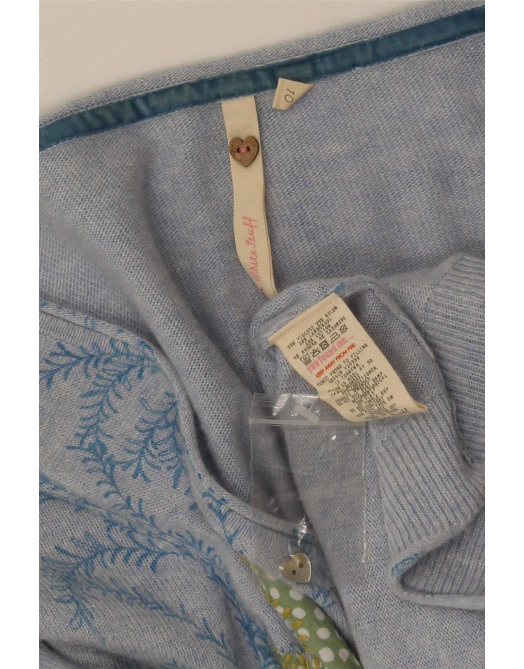 Damski sweter rozpinany White Stuff z abstrakcyjnym wzorem UK 10, mały niebieski