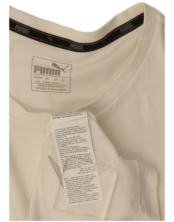 Męska koszulka z grafiką Puma, duża, biała, bawełniana