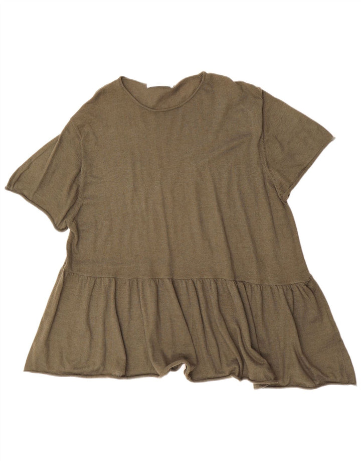 Damska sukienka oversize z krótkim rękawem ZARA UK 14, średni khaki