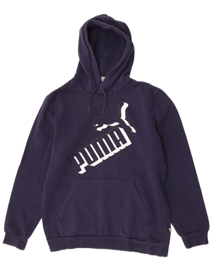 Męski sweter z kapturem Puma z grafiką, średni granatowy, bawełniany