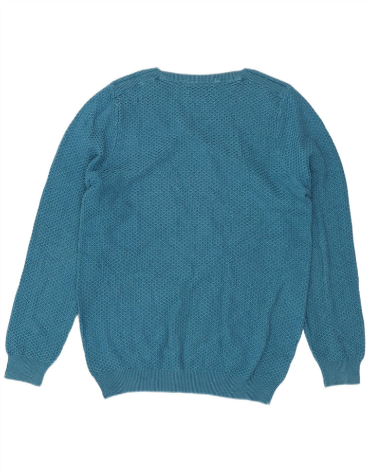 Męski sweter Massimo Dutti z dekoltem w łódkę, średni niebieski, bawełniany