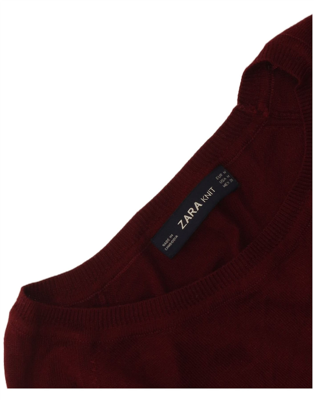 Sweter damski Zara z dekoltem w łódkę UK 14, średni bordowy