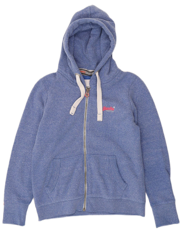 Damski sweter z kapturem i zamkiem Superdry, UK 18 XL, niebieski, nakrapiany poliester