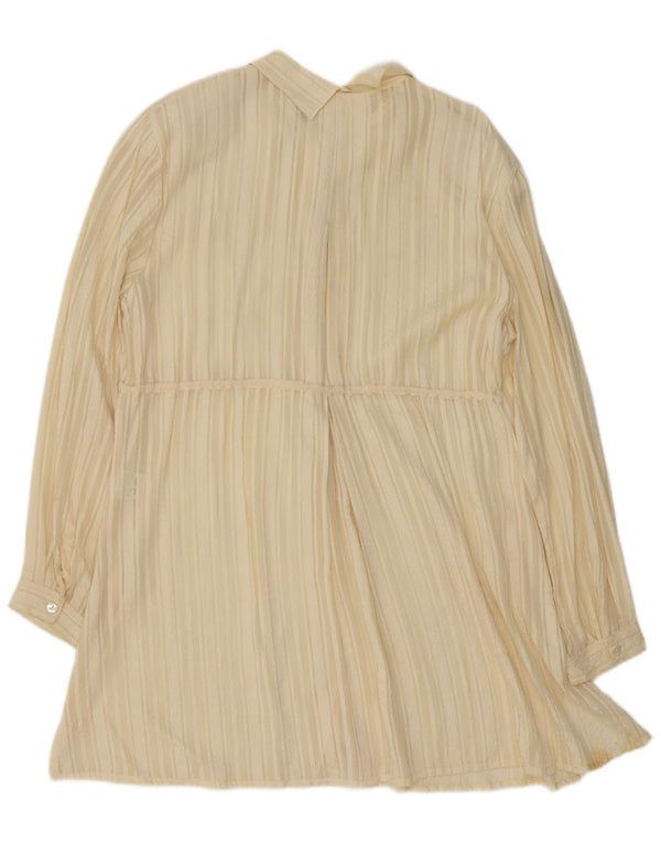 Damska sukienka oversize w stylu vintage UK 14, jedwabna w średnie żółte paski
