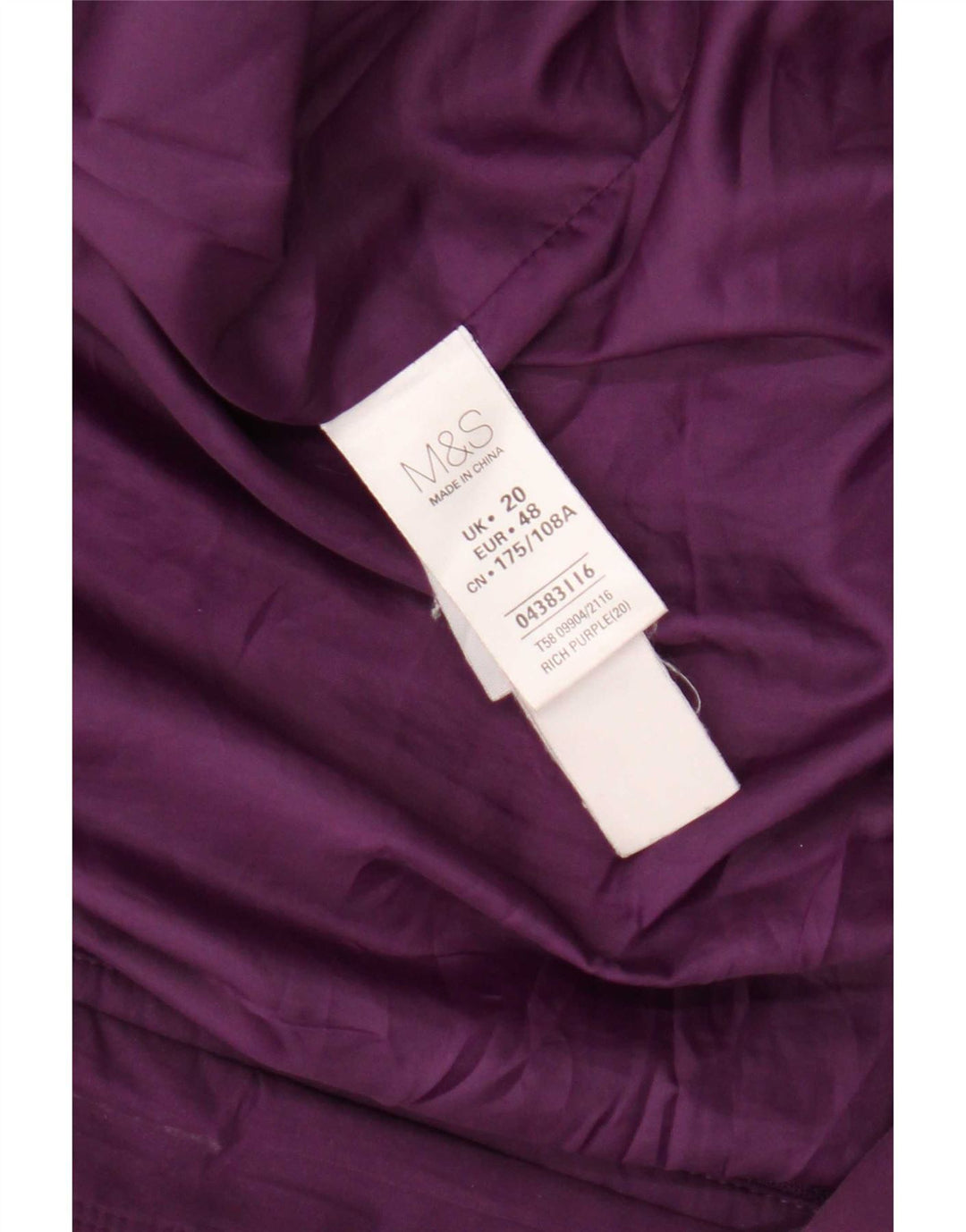Damska kurtka parka z kapturem Marks & Spencer UK 20 2XL Fioletowy poliester