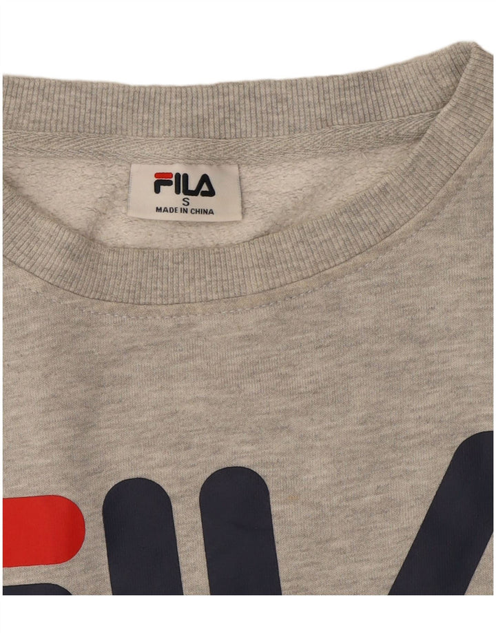 FILA Mens Graphic Sweatshirt Jumper Small Grey Cotton