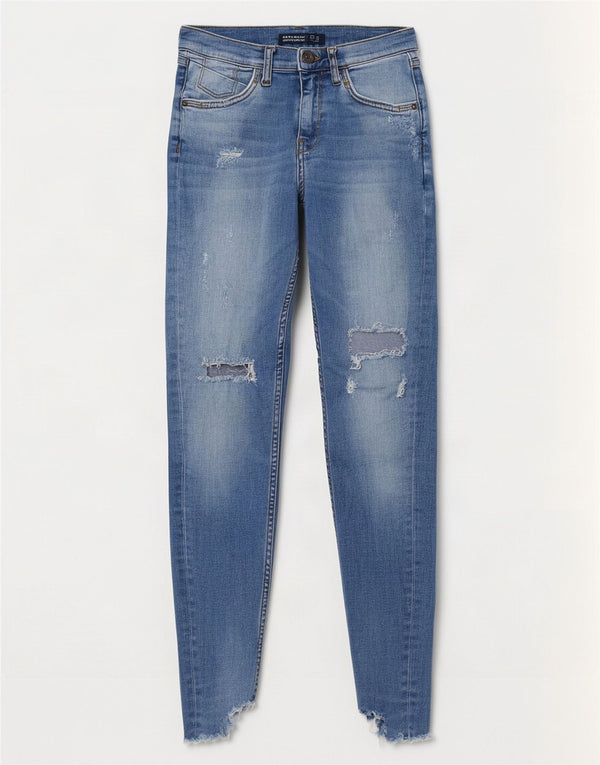 Damskie dżinsy rurki Zara w trudnej sytuacji EU 34 2XS W24 L26 Niebieskie