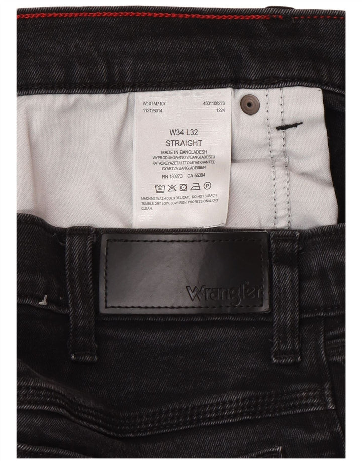 Męskie proste dżinsy Wrangler W34 L32 Szara bawełna
