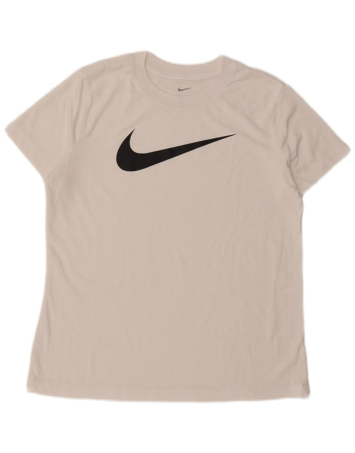 Damska koszulka Nike Dri Fit Graphic Top UK 16, duża, biała