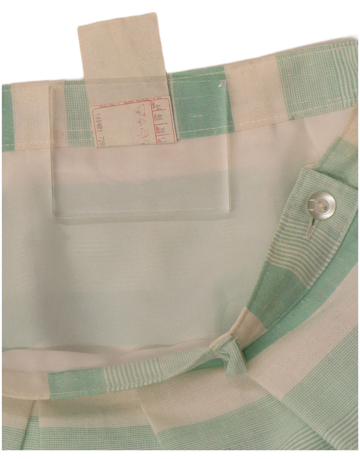 Damska plisowana spódnica VINTAGE UK 12 Medium W28 Zielony poliester w paski
