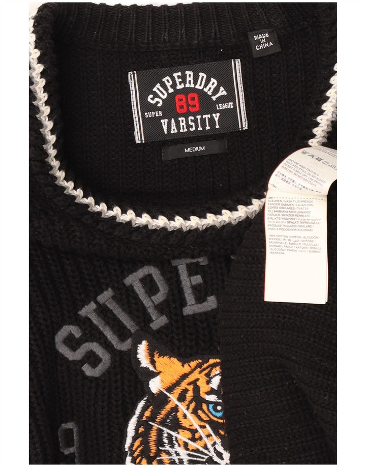 Męski sweter Superdry z graficznym wycięciem pod szyją i średnim czarnym kolorem