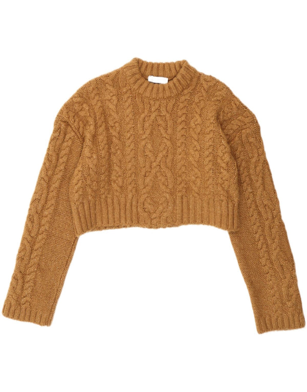 Sweter damski Zara z okrągłym dekoltem, UK 14, średni beż, akryl