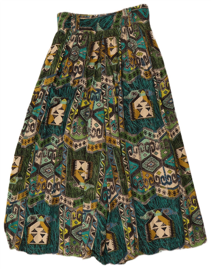 Damskie spodnie haremowe VINTAGE W28 L22 Zielona geometryczna wiskoza