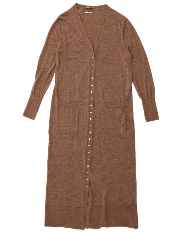 Damski sweter o przedłużonym fasonie Zara UK 14, duży, brązowy, wełniany