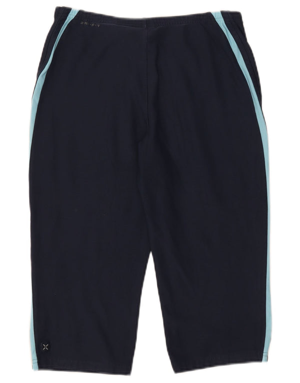 Nike Womens Dri Fit Sport Shorts UK 10/12 Medium Navy Blue Colourblock