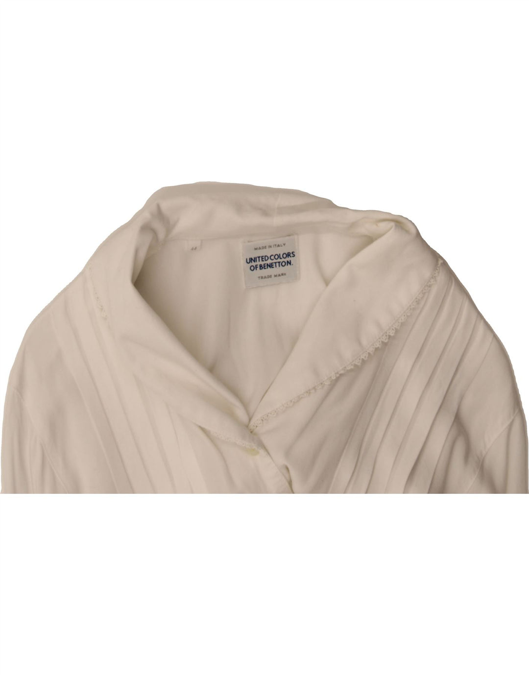 BENETTON Womens Shirt Blouse IT 44 Medium White Viscose Vintage Benetton and Second-Hand Benetton from Messina Hembry 