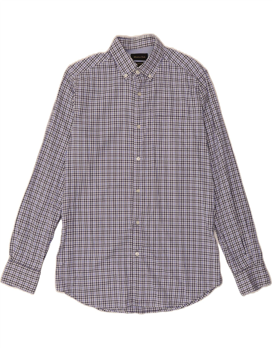 MASSIMO DUTTI Mens Shirt Medium Blue Check Vintage Massimo Dutti and Second-Hand Massimo Dutti from Messina Hembry 