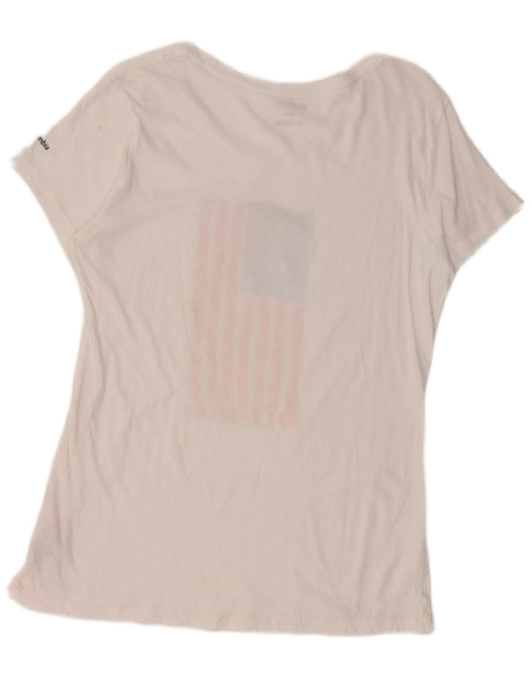 Damska koszulka z grafiką Columbia Top UK 12 Średnia biała bawełna