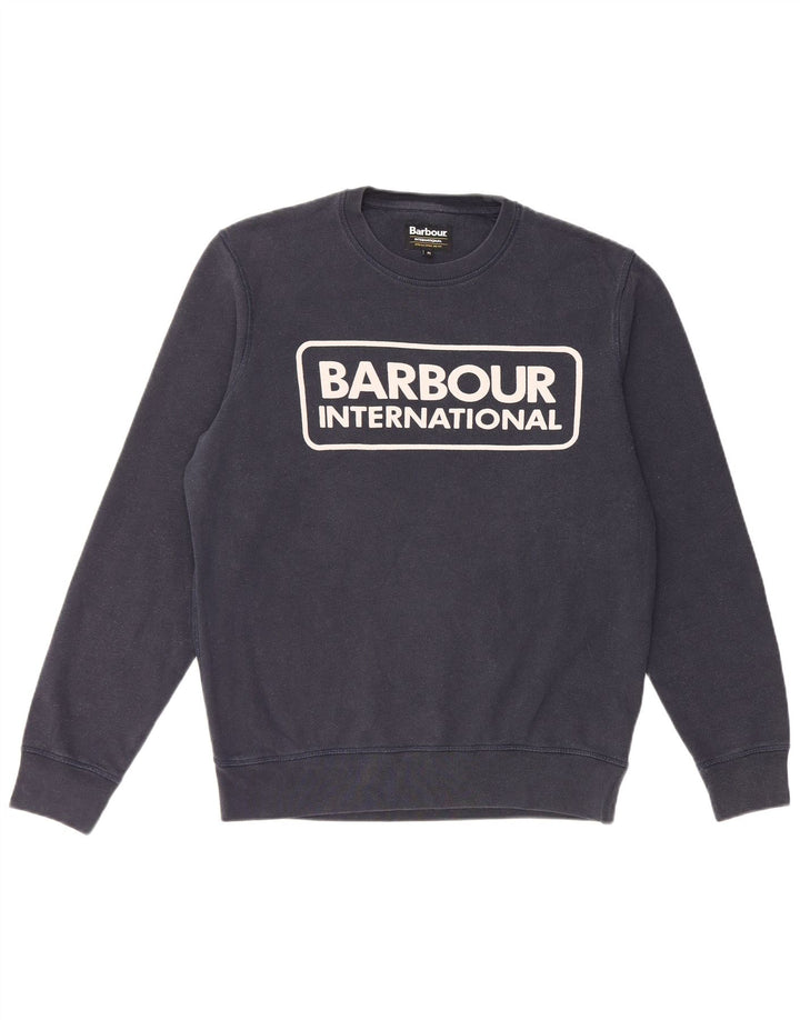 Męska bluza z grafiką BARBOUR, średnia, granatowa, bawełniana