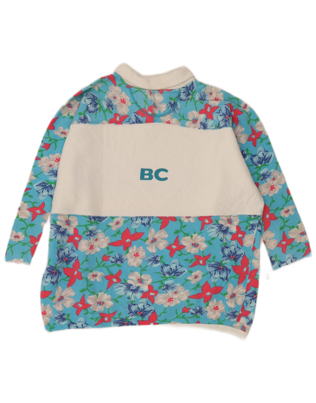 Damski top oversize z rękawem 1/2 Best Company UK 14 w kolorze średniego niebieskiego w kwiaty
