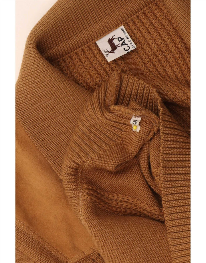 Sweter damski w stylu vintage, kardigan UK 14, średni beż