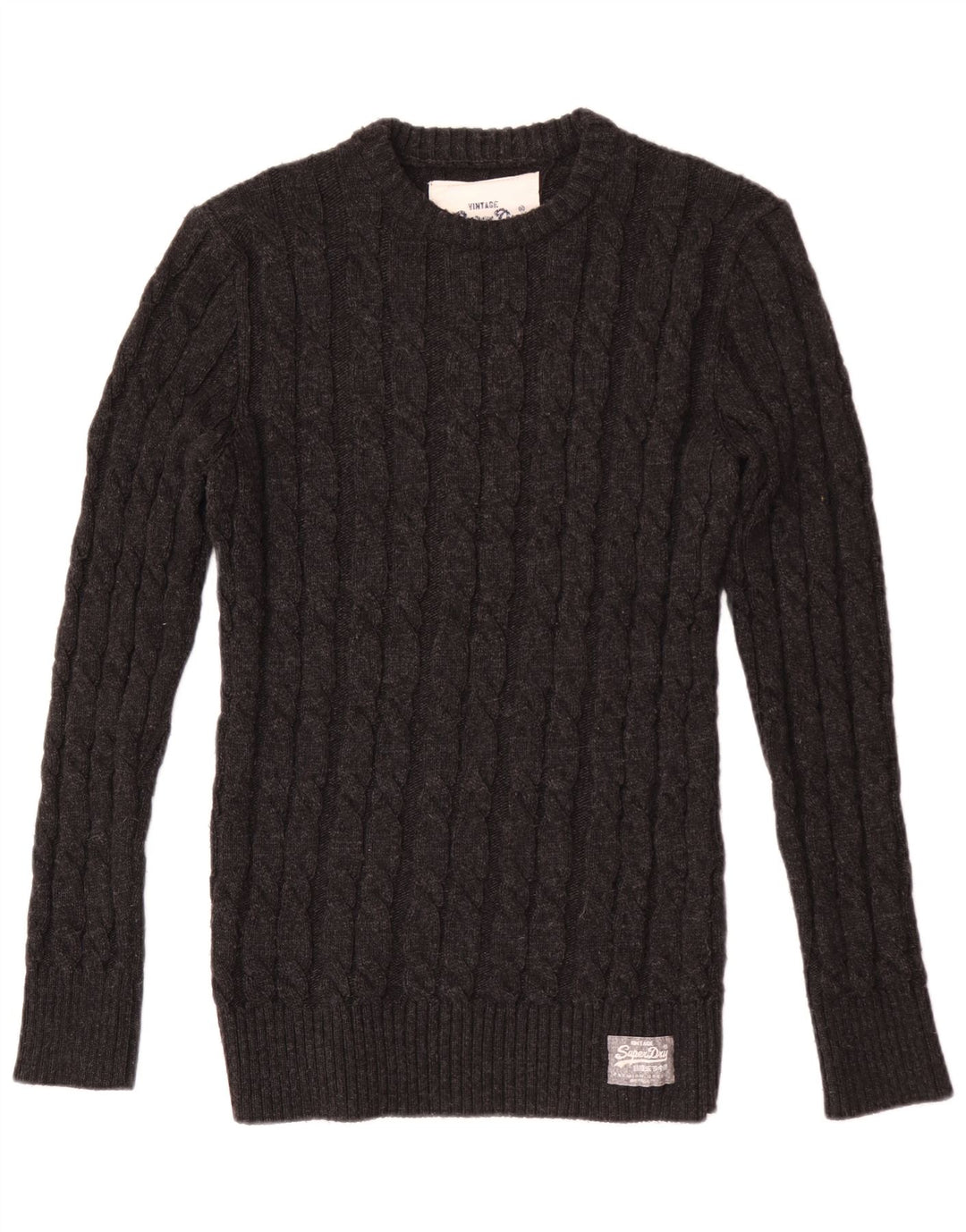 Męski sweter z okrągłym dekoltem Superdry XL, szary akryl