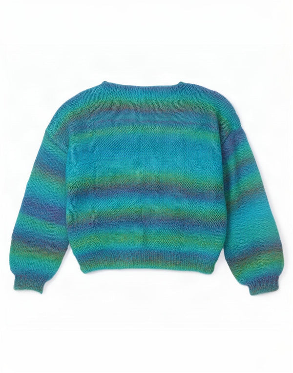 Vintage damski sweter z dekoltem w łódkę UK 16, duże, wielokolorowe paski