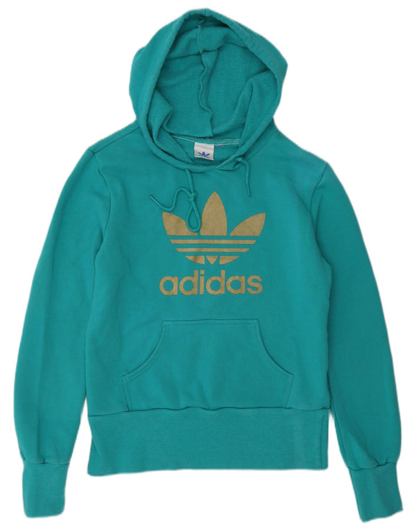 Damska bluza z kapturem Adidas Graphic UK 10 Small turkusowa bawełna