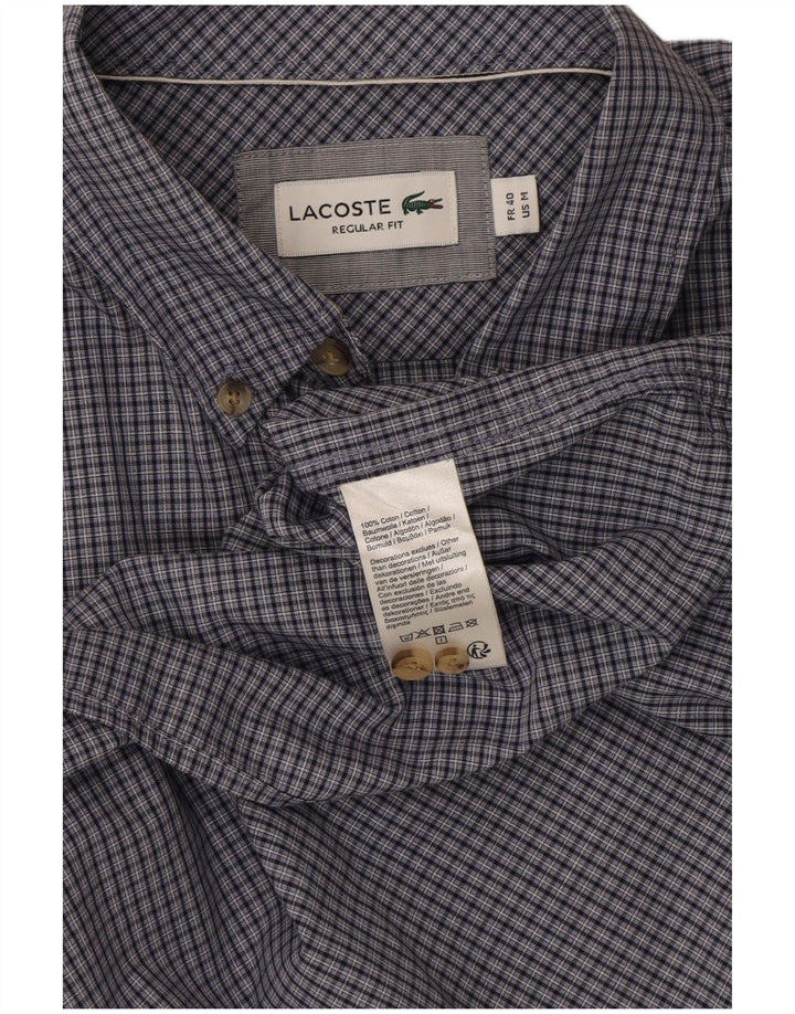 Koszula męska z krótkim rękawem Lacoste, rozmiar 40, średnia, granatowa, bawełniana w kratkę