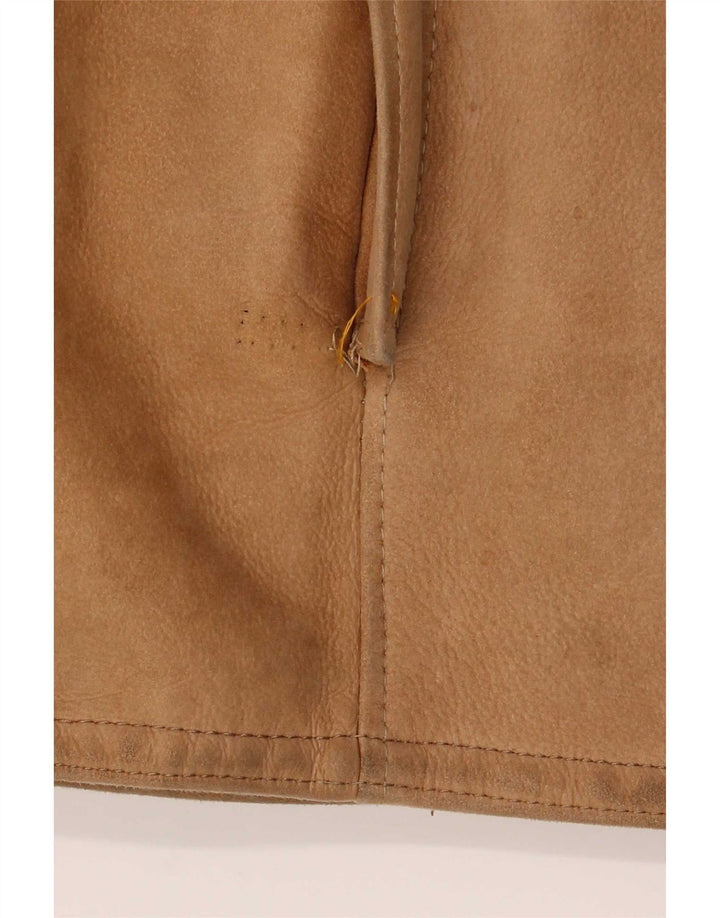 Vintage damska kurtka Shearling z kapturem UK 12 średni beż