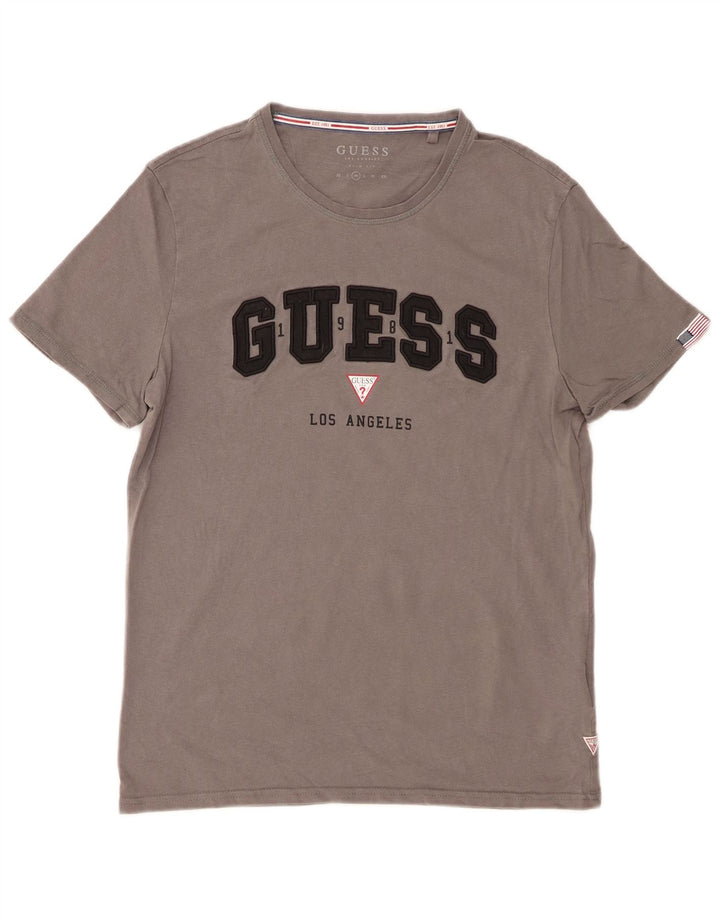 Męski T-shirt Guess Slim Fit z grafiką, średnioszary, bawełniany