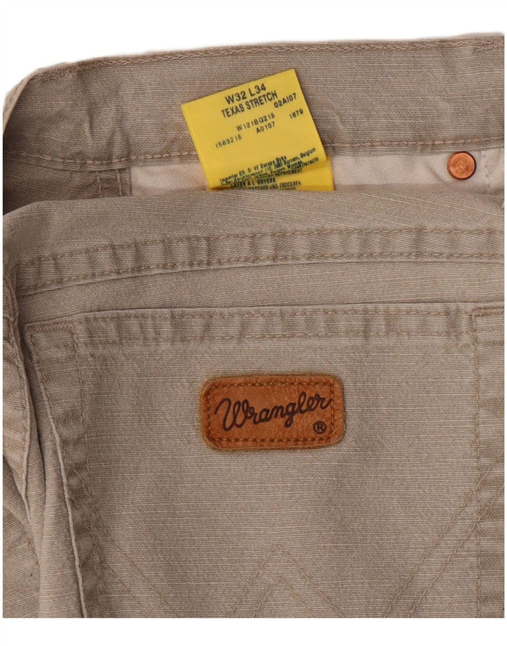 Męskie spodnie codzienne WRANGLER Texas Stretch Straight W32 L34 Beżowa bawełna