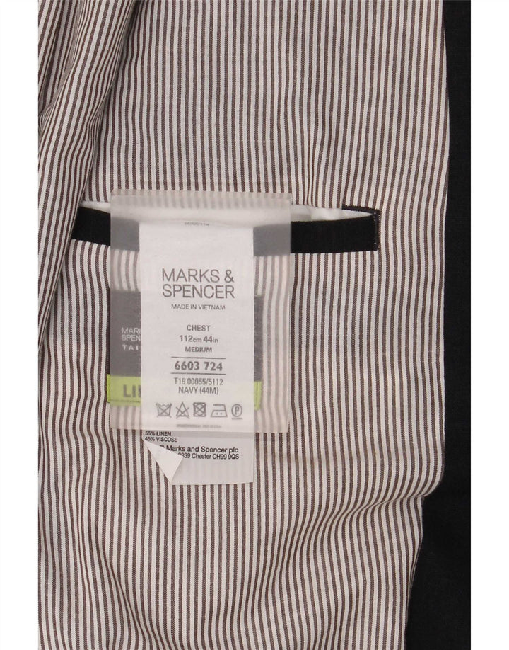 Marks & Spencer Męska marynarka zapinana na 2 guziki UK 44 XL, granatowa, lniana
