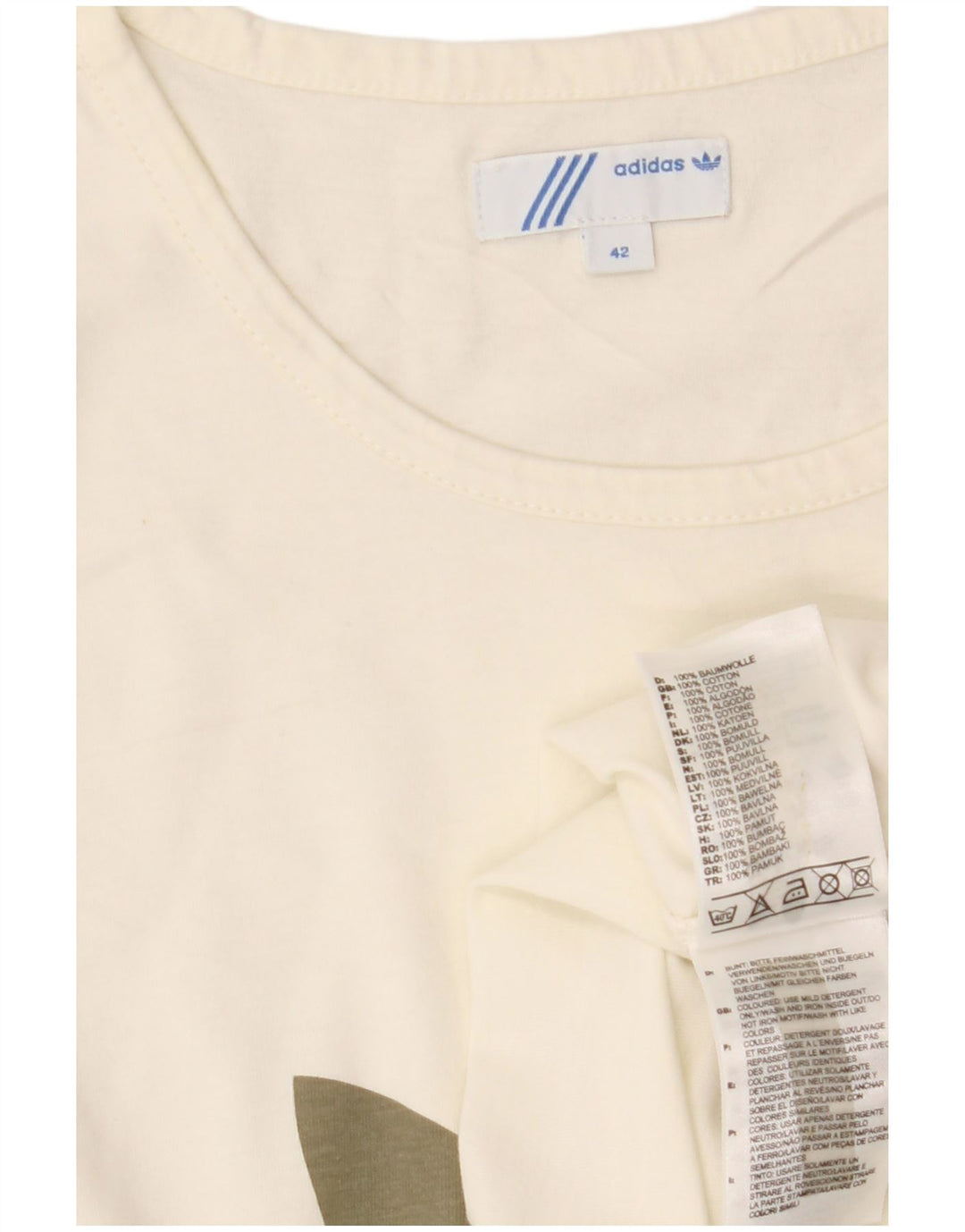 Damska koszulka z grafiką ADIDAS Top IT 42 Średnia biała bawełna