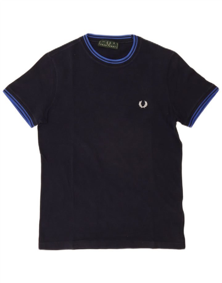 FRED PERRY Męski T-shirt Top, mały, granatowy, bawełniany