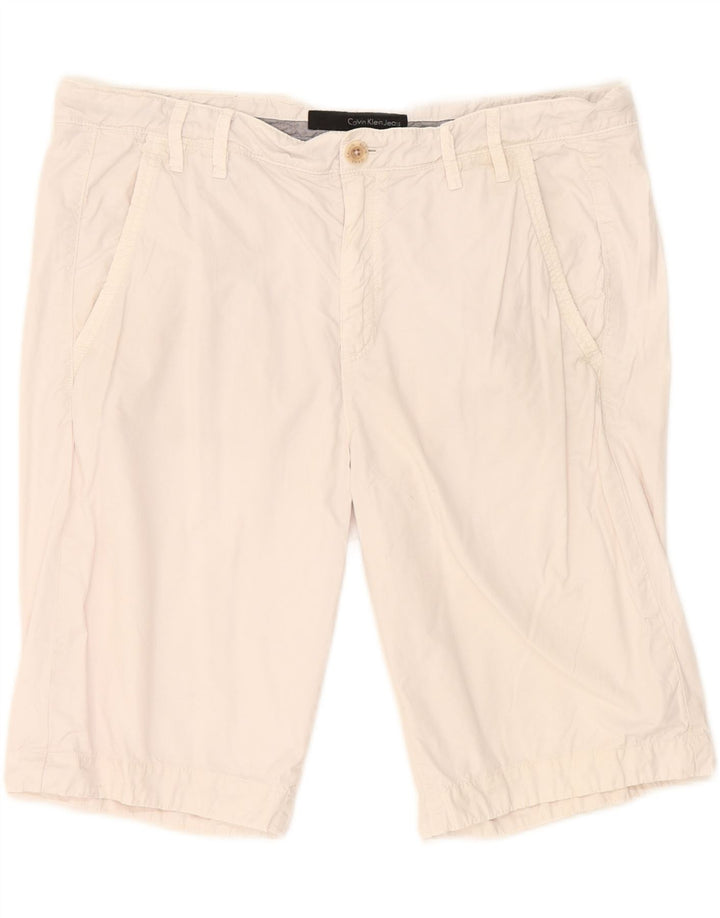 CALVIN KLEIN Mens Regular Chino Shorts W32 Medium White Cotton Vintage Calvin Klein and Second-Hand Calvin Klein from Messina Hembry 