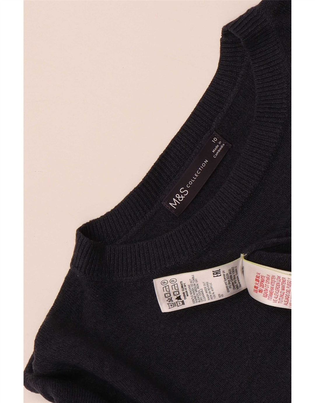 Sweter damski Marks & Spencer z okrągłym dekoltem, UK 10, mały, granatowy