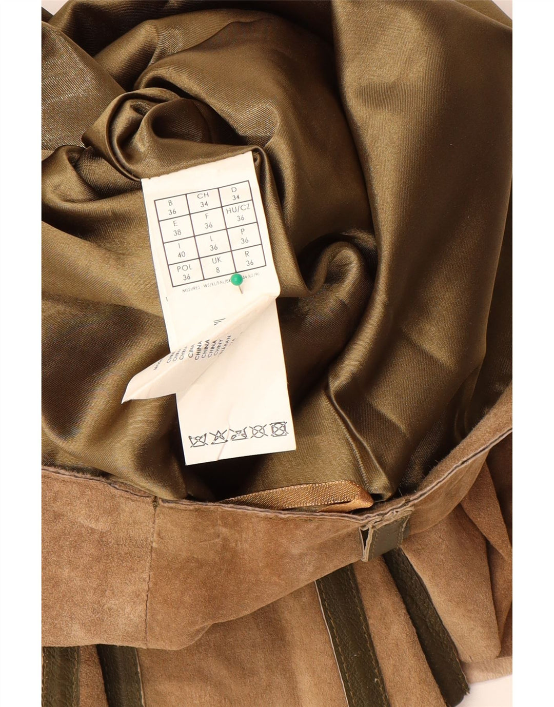 Promod Damska zamszowa spódnica w kształcie litery A UK 8 Small W28 Beżowa skóra