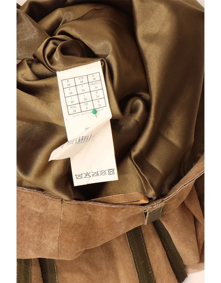 Promod Damska zamszowa spódnica w kształcie litery A UK 8 Small W28 Beżowa skóra