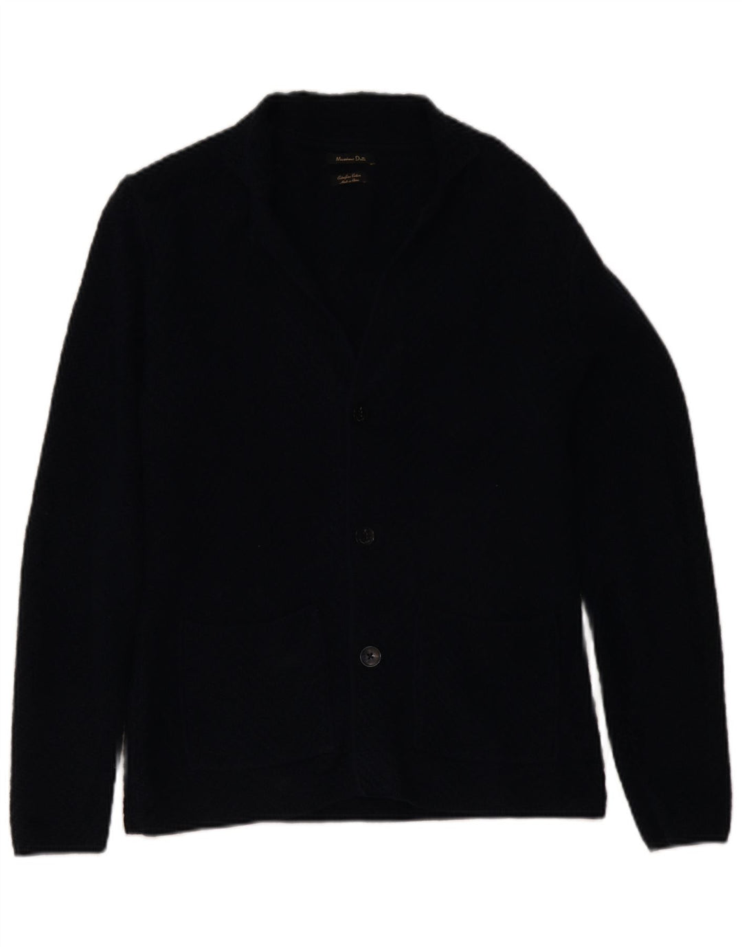 Męski sweter rozpinany Massimo Dutti, średni granatowy, bawełniany