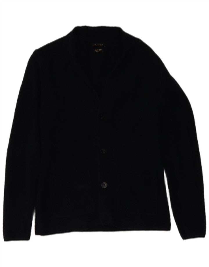 Męski sweter rozpinany Massimo Dutti, średni granatowy, bawełniany