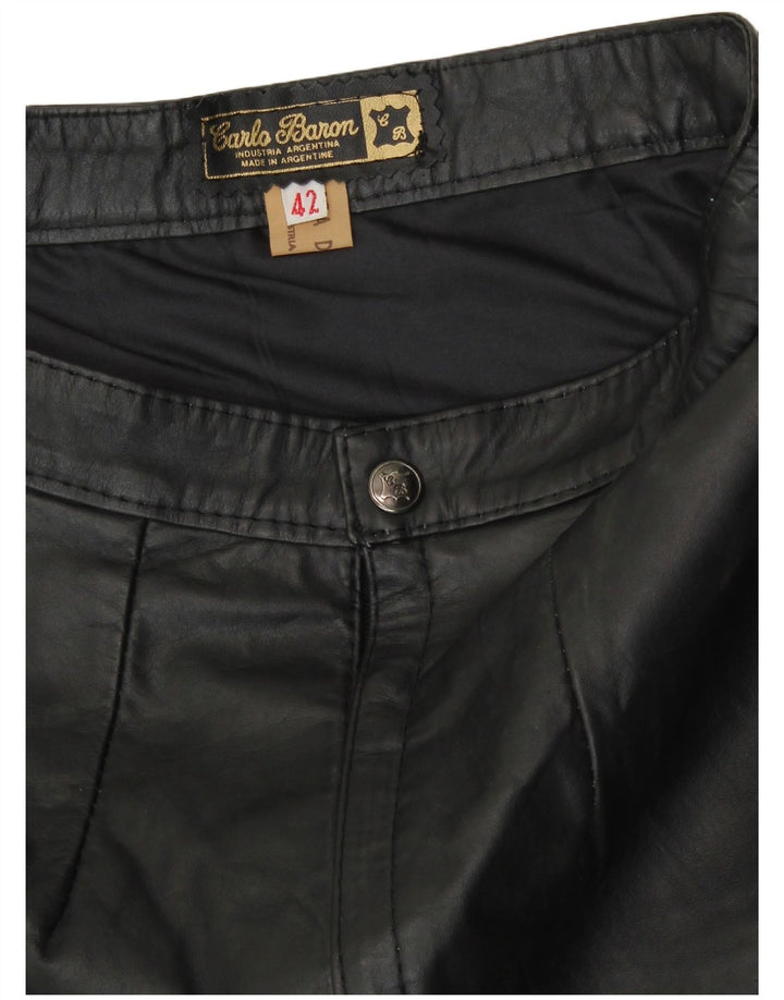 Vintage damska spódnica skórzana z wysokim stanem EU 42, duża czarna skóra