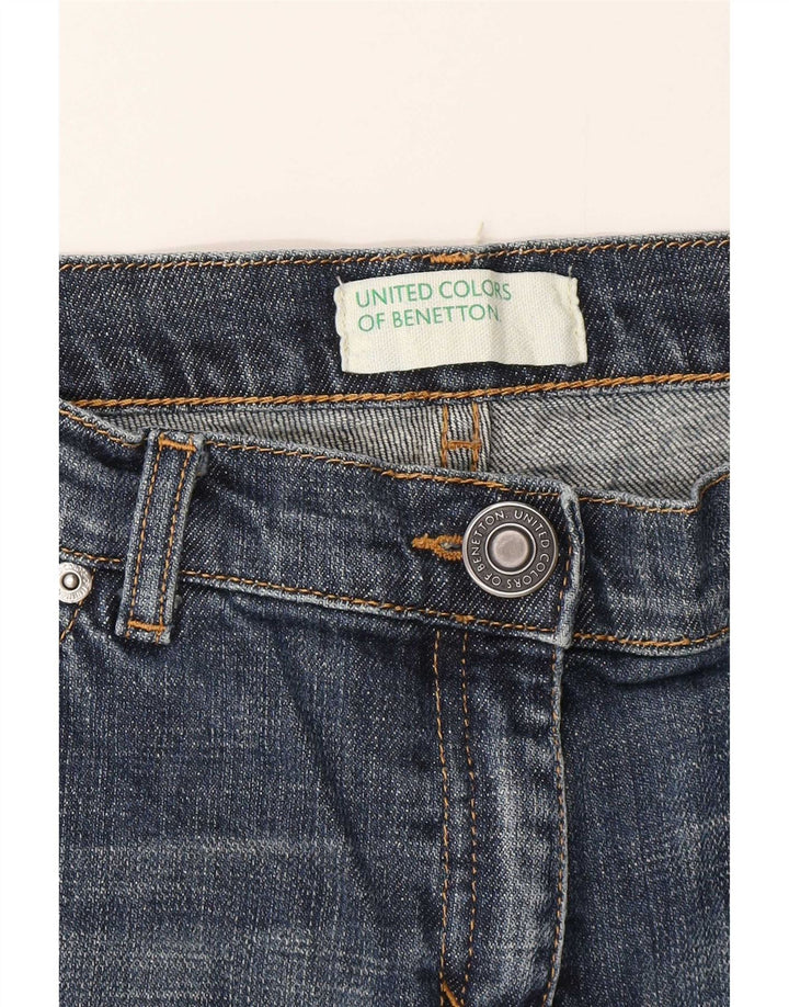 Damskie jeansy Benetton Crop Straight W32 L25 Niebieskie